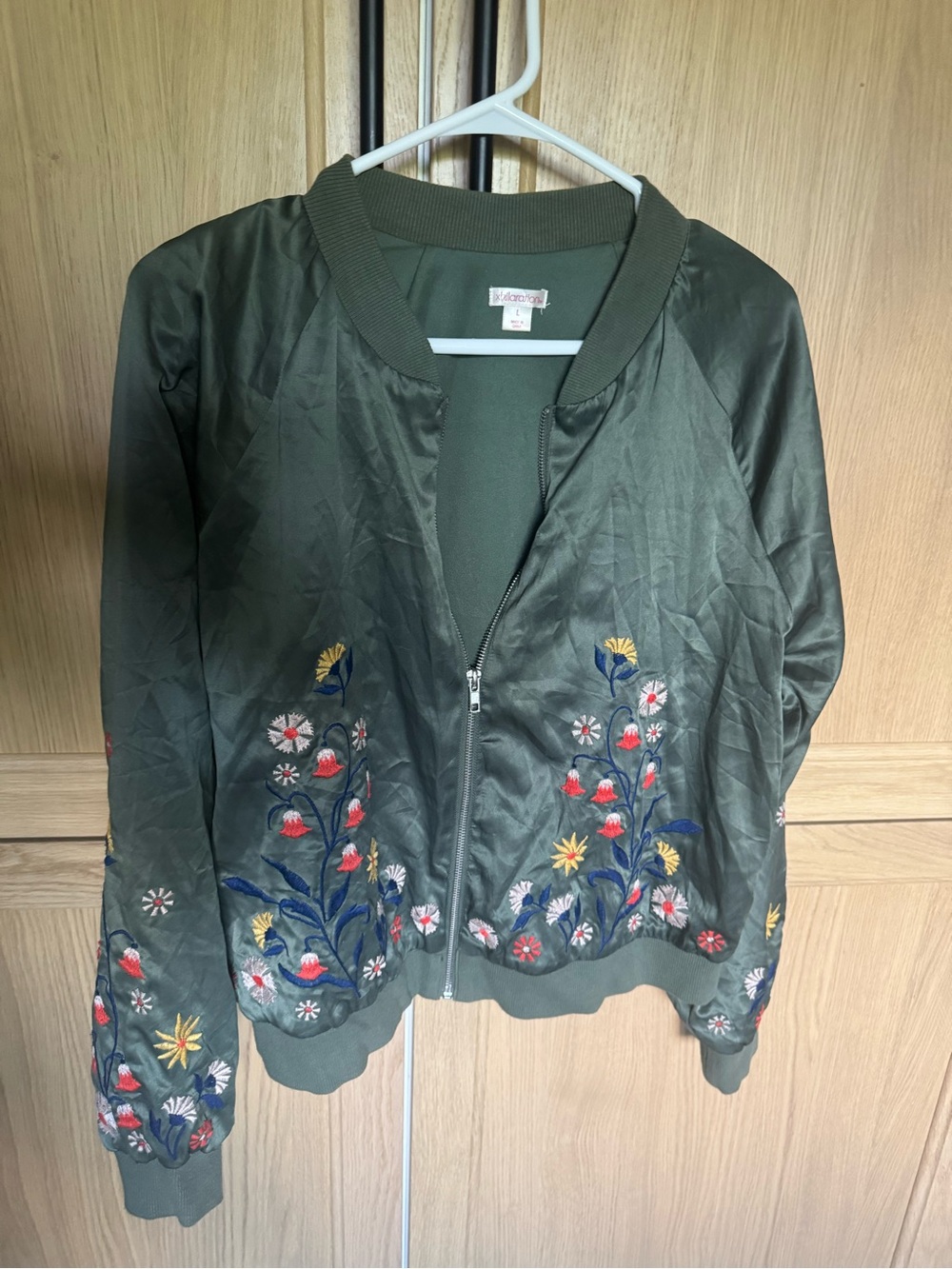 Embroidered Olive Green Bomber Jacket - Xhileration